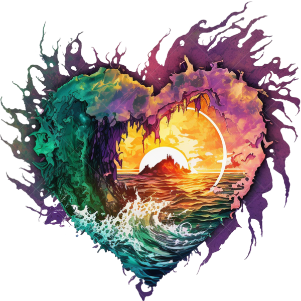 Термонаклейка на одежду Морское абстрактное сердце