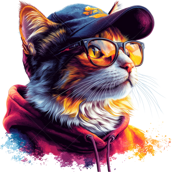 Термонаклейка на одежду Кот в очках