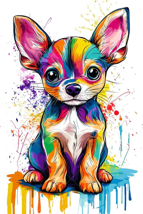 Термонаклейка на одежду собака стилизация красками 1