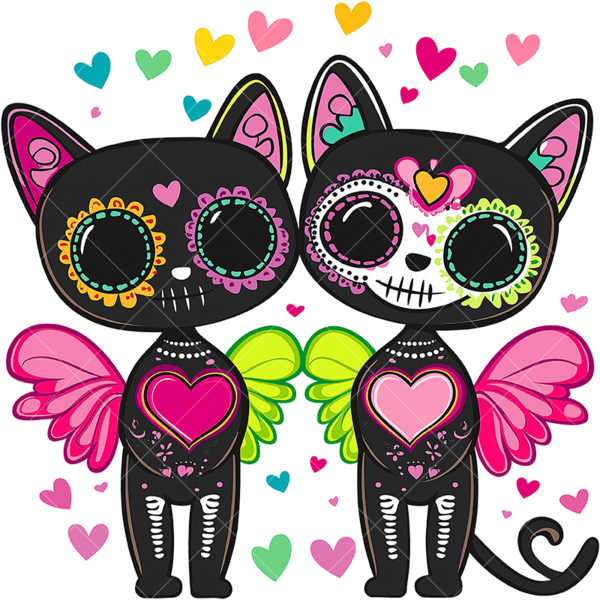 Термонаклейка на одежду Детская коты с сердечками