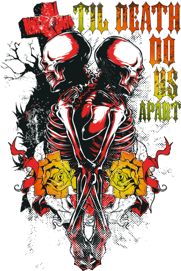 Термонаклейка на одежду со скелетами и надпись стилизация