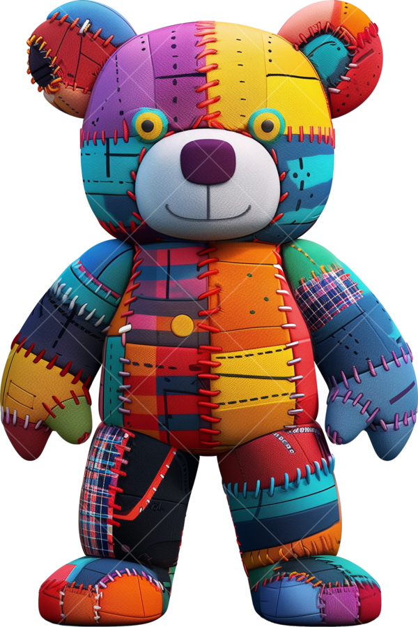 Детская термонаклейка на одежду сшитый медведь