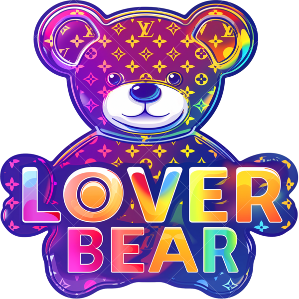Термонаклейка на одежду Медведь с надписью "loverbeare" арт
