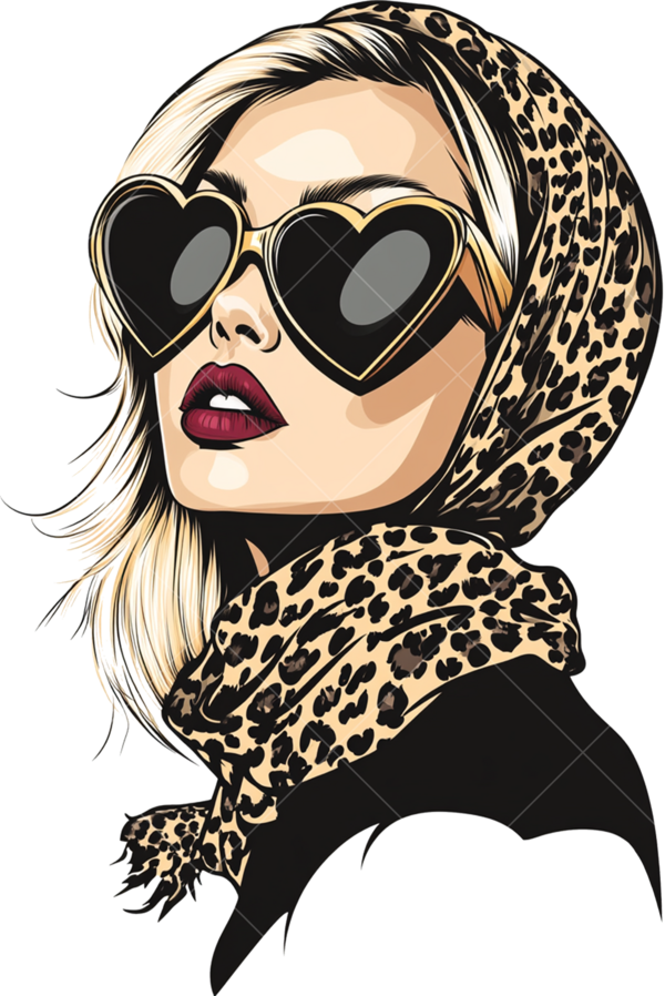 Термонаклейка на одежду с изображением девушки в очках