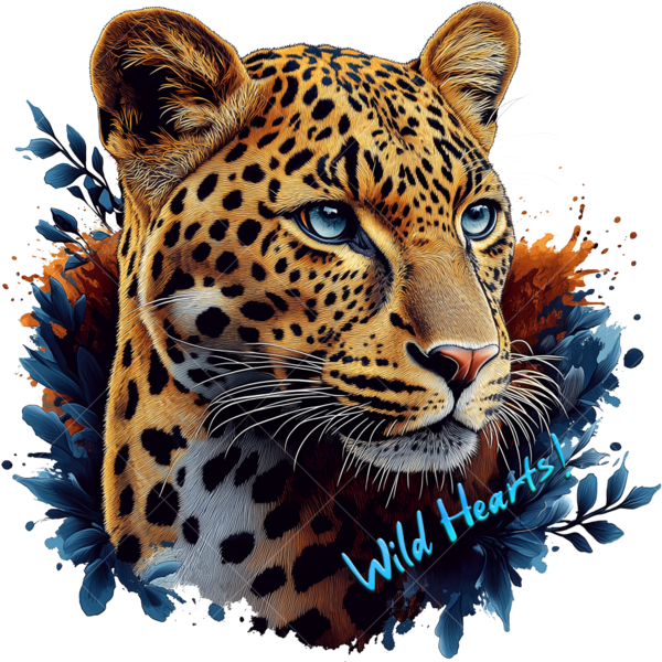 Термонаклейка на одежду пантера арт с надписью