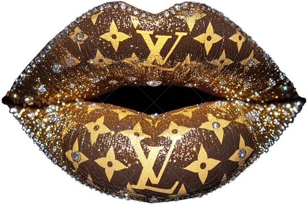 Термонаклейка на одежду губы с надписью "LV"