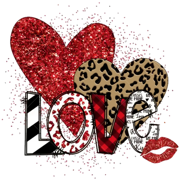 Термонаклейка на одежду сердца с надписью "love" 1