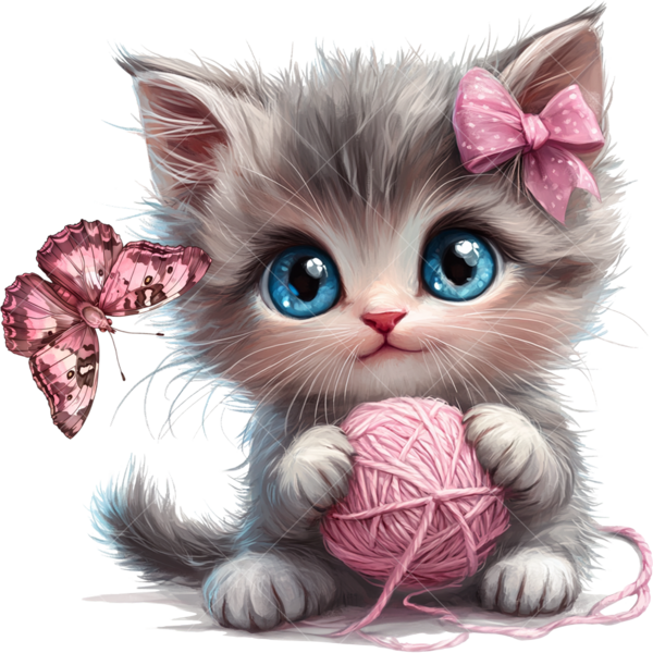 Детская термонаклейка на одежду с изображением маленькой кошки с бабочкой