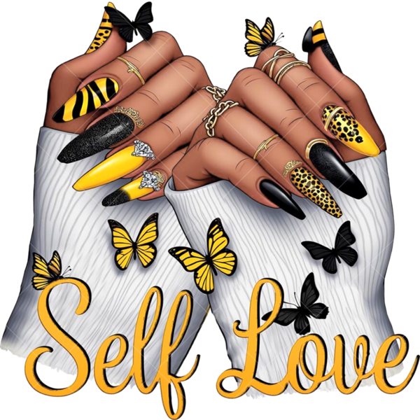 Термонаклейка на одежду маникюр с надписью "Sell Love"