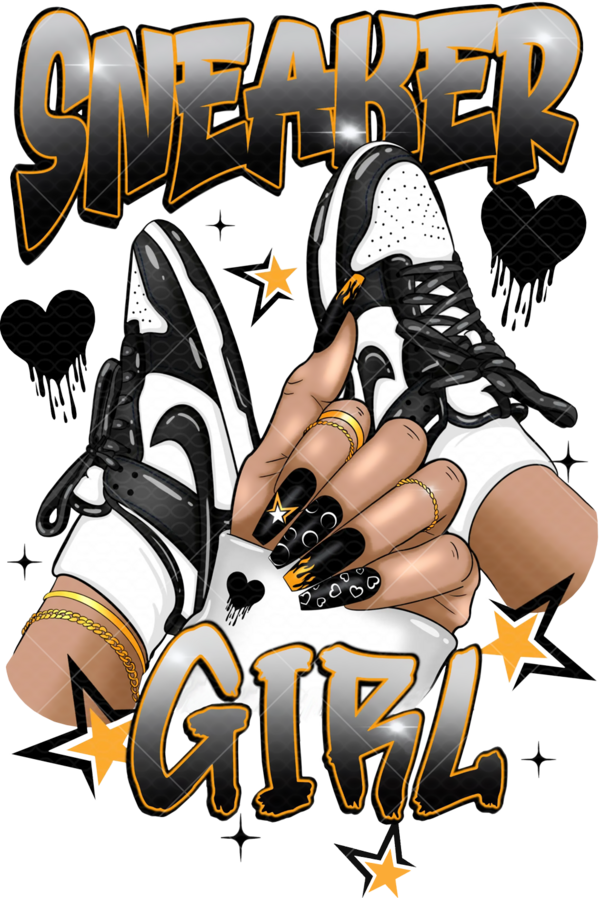 Термонаклейка на одежду стилизация с надписью "Sneaker Girl" 
