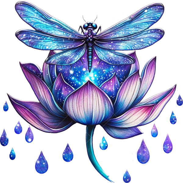 Термонаклейка на одежду стрекоза на цветке