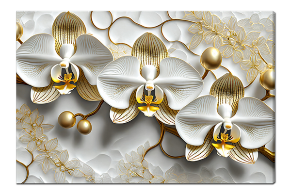 Орхидеи с золотом и шарами 1