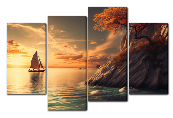 Лодка у скалы