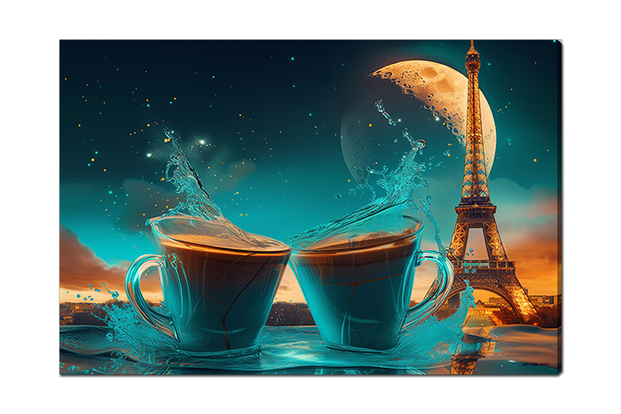 Арт чашки кофе в Париже