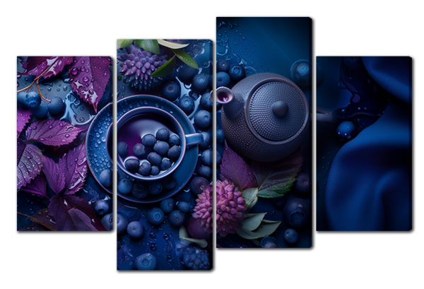 Картина на кухню чай с черникой