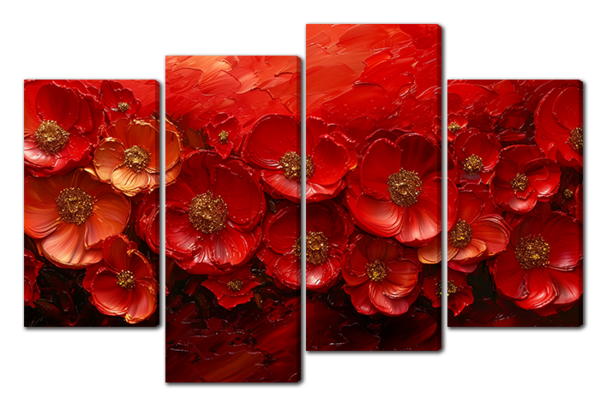 Красные цветы стилизация