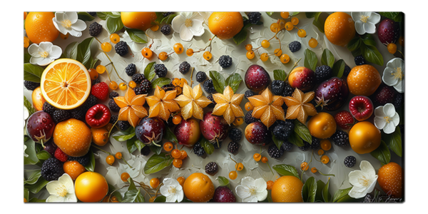 Ягоды с цветами и фрукты 1