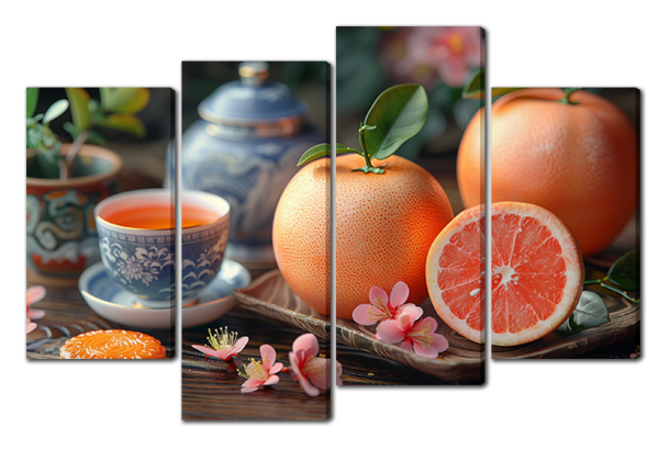 Картина на кухню цитрус и чай