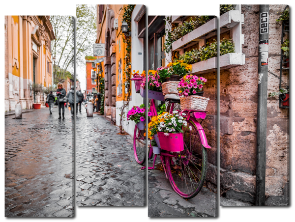 Декор из цветов на велосипеде