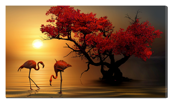Фламинго у дерева
