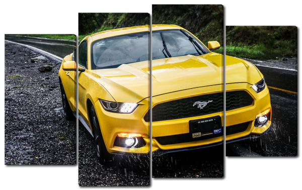 Желтый Ford Mustang спорт