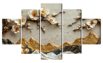  Модульная картина сакура и золотые горы— стильная картина из частей на стену