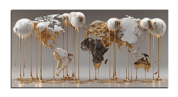  картина с золотом, позолота карта земли