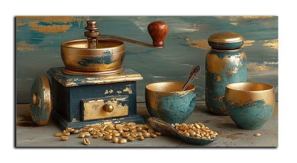 картина с позолотой на кухню