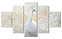 Модульная картина павлин белый— картина большого размера для декора