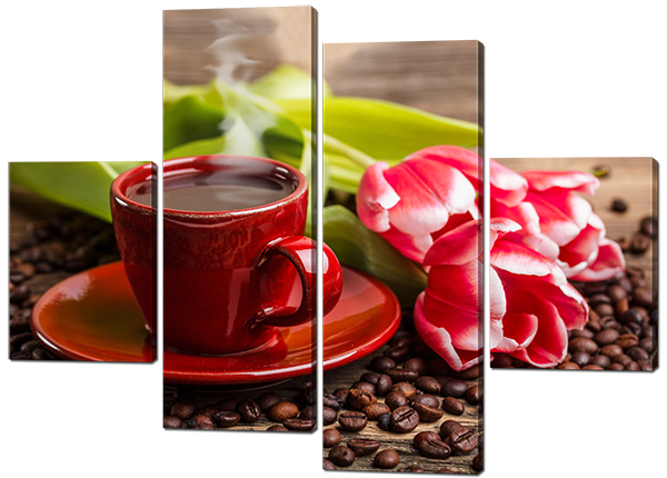 Чашка кофе  тюльпаны