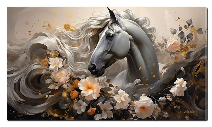Арт лошадь с цветами