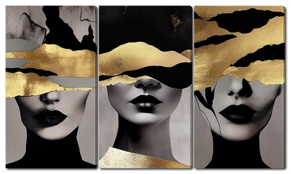 Девушки, абстракция с золотом