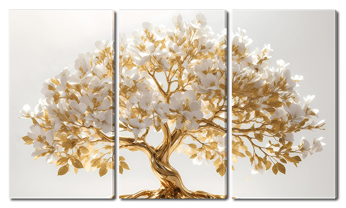 Модульная картина Золотое дерево с цветами – ART-VEK