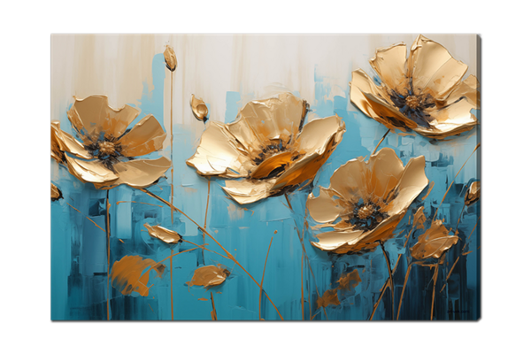 Золотые цветы брызгами красок