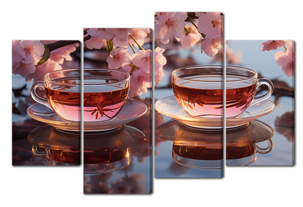 Чашки чая на воде картина на кухню