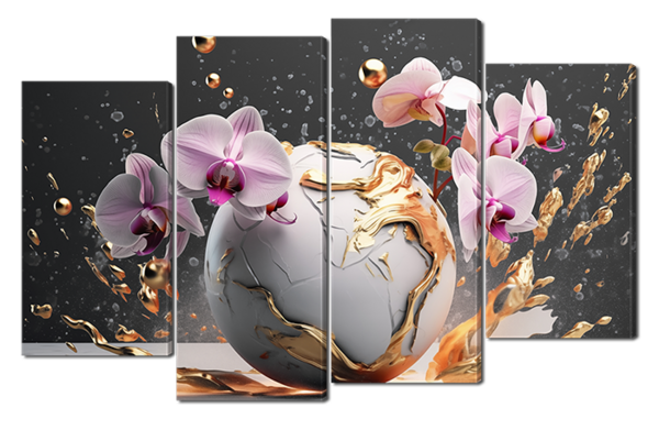 Розовые орхидеи с золотом 3Д