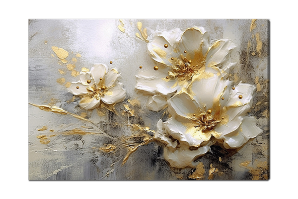 Стилизованный белый цветок золото