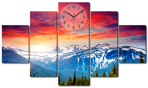 Закат в горах и лес