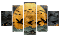 Модульная картина луна и аисты— современная картина на стену