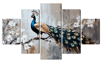 Модульная картина павлин на сакуре— картина для интерьера квартиры