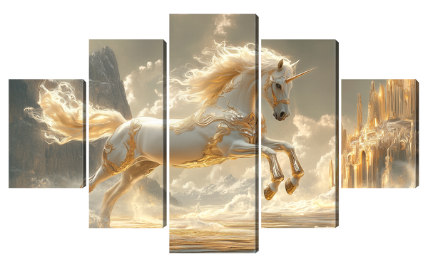  Модульная картина конь в доспехах— интерьерная картина большого формата