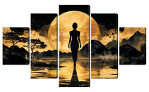 Модульная картина девушка и луна— современная картина для стены