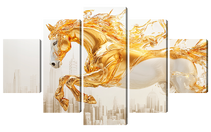 Модульная картина конь в золотых доспехах— стильная картина большого формата